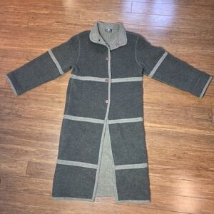 Vintage LOFFICIEL Moss Green Blanket Cardigan | Boiled-Wool Style Long Coatigan